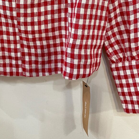 Last Chance! New Reformation Stilton 100% Linen Gingham Top Red 10, M $148 - Picture 5 of 9